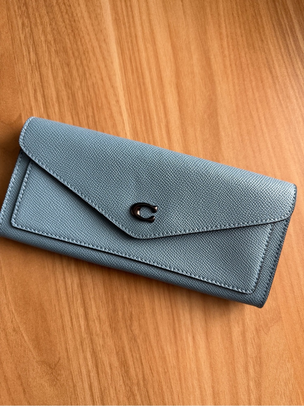 Coach Blue Leather Wallet with Flap Closure and Silver Hardware NWOT